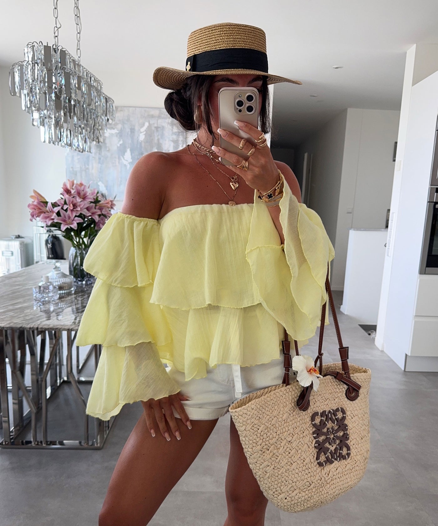 Bluse Off Shoulder Gelb Ladypolitan - Fashion Onlineshop für Damen