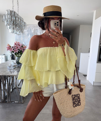 Bluse Off Shoulder Gelb Ladypolitan - Fashion Onlineshop für Damen