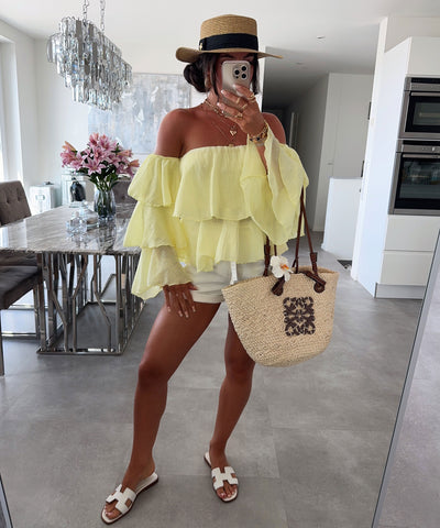 Bluse Off Shoulder Gelb Ladypolitan - Fashion Onlineshop für Damen
