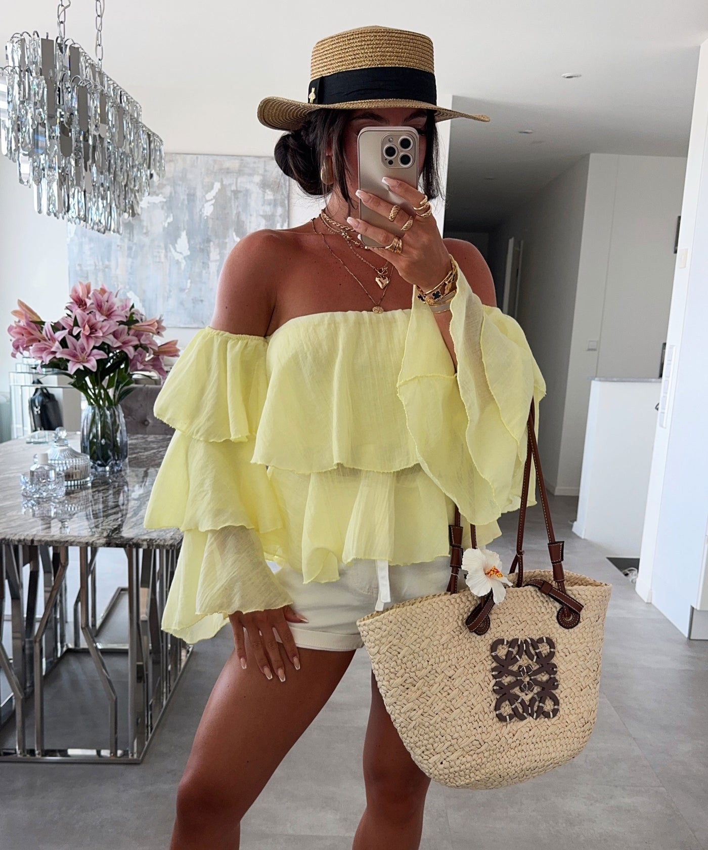 Bluse Off Shoulder Gelb Ladypolitan - Fashion Onlineshop für Damen