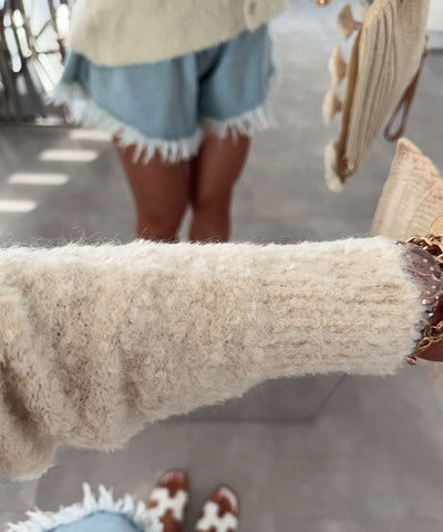 Bouclé Cardigan Smiley Beige Ladypolitan ♡