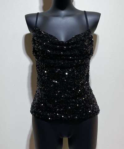 Top Merle Glitzer Schwarz