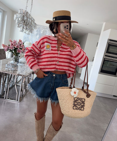 Cardigan Smiley Streifen Rosa Rot Ladypolitan ♡