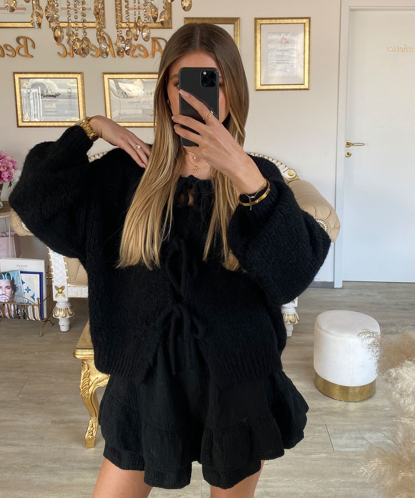 Cardigan Schleife Fia Schwarz Ladypolitan ♡