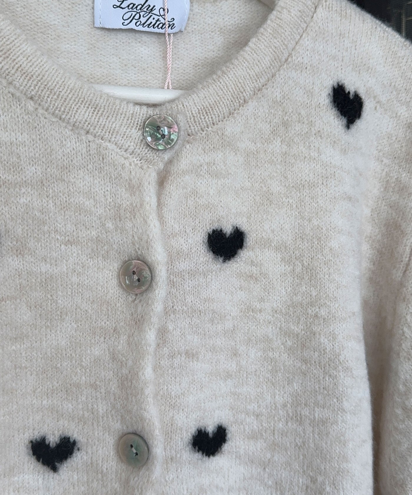 Cardigan Lene mit Herzen Schwarz Ladypolitan ♡
