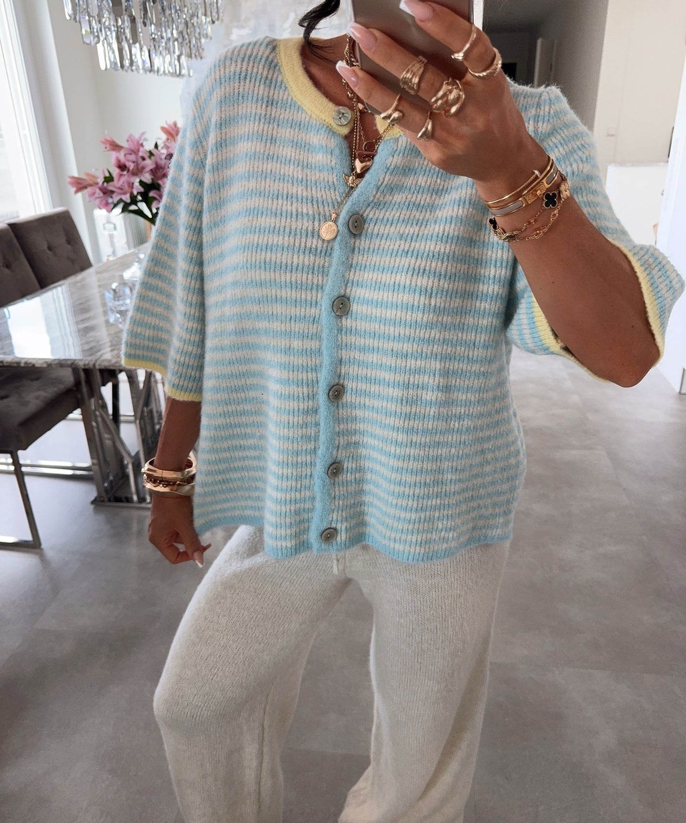 Cardigan Milli Streifen Hellblau Ladypolitan ♡