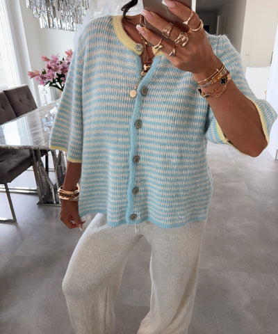 Cardigan Milli Streifen Hellblau Ladypolitan ♡