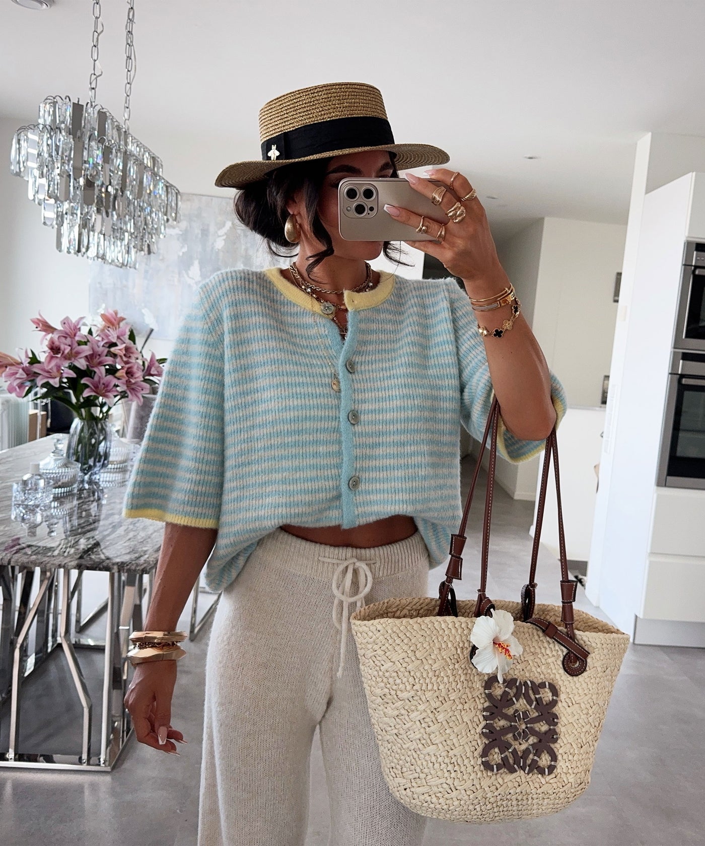 Cardigan Milli Streifen Hellblau Ladypolitan ♡