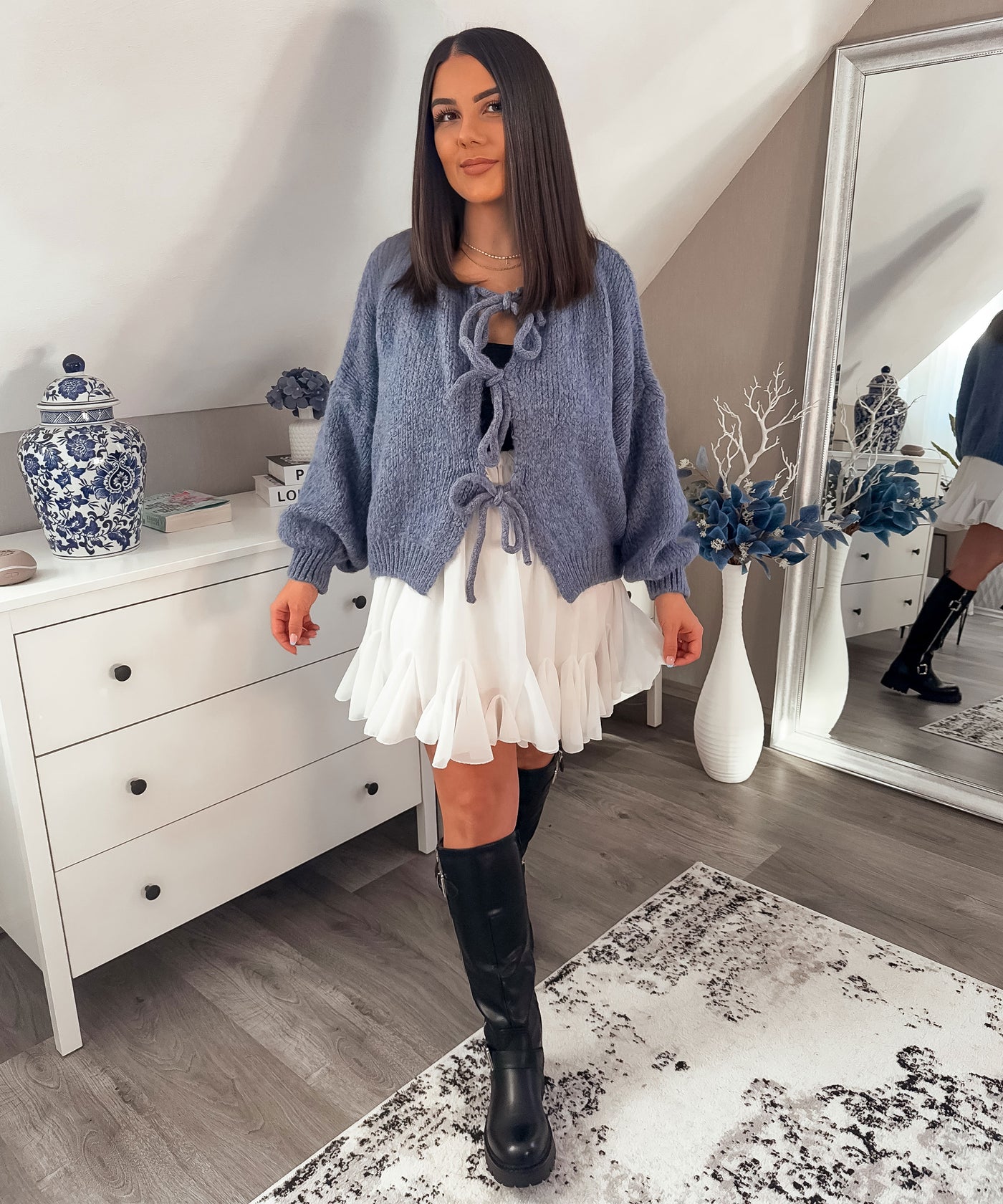 Cardigan Schleife Fia Jeansblau Ladypolitan ♡