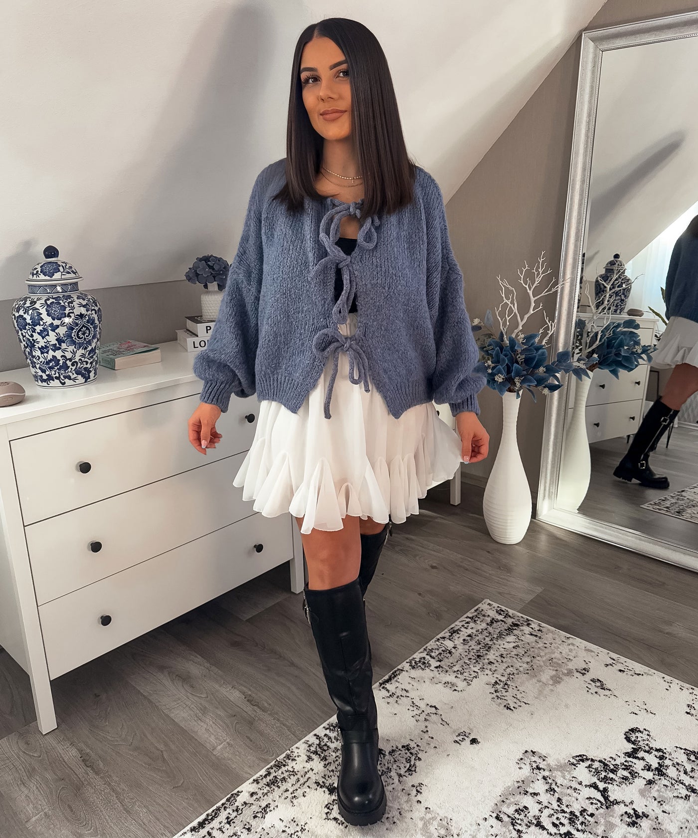 Cardigan Schleife Fia Jeansblau Ladypolitan ♡