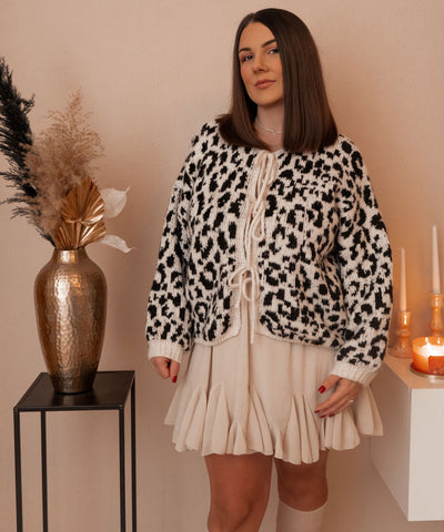 Cardigan Schleife Fia Leo Beige Schwarz Ladypolitan ♡