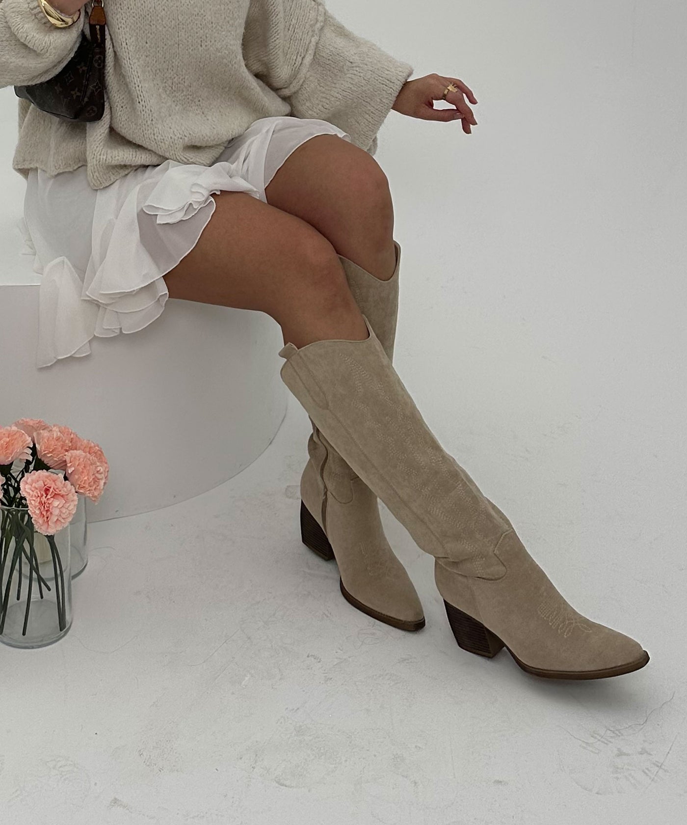 Cowboy Stiefel Selenay Beige Hoch Ladypolitan ♡