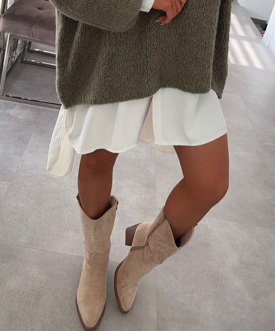 Cowboy Stiefel Selenay Beige Midi  Ladypolitan ♡   