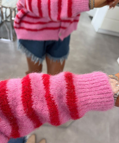 Cardigan Smiley Streifen Pink Rot Ladypolitan ♡