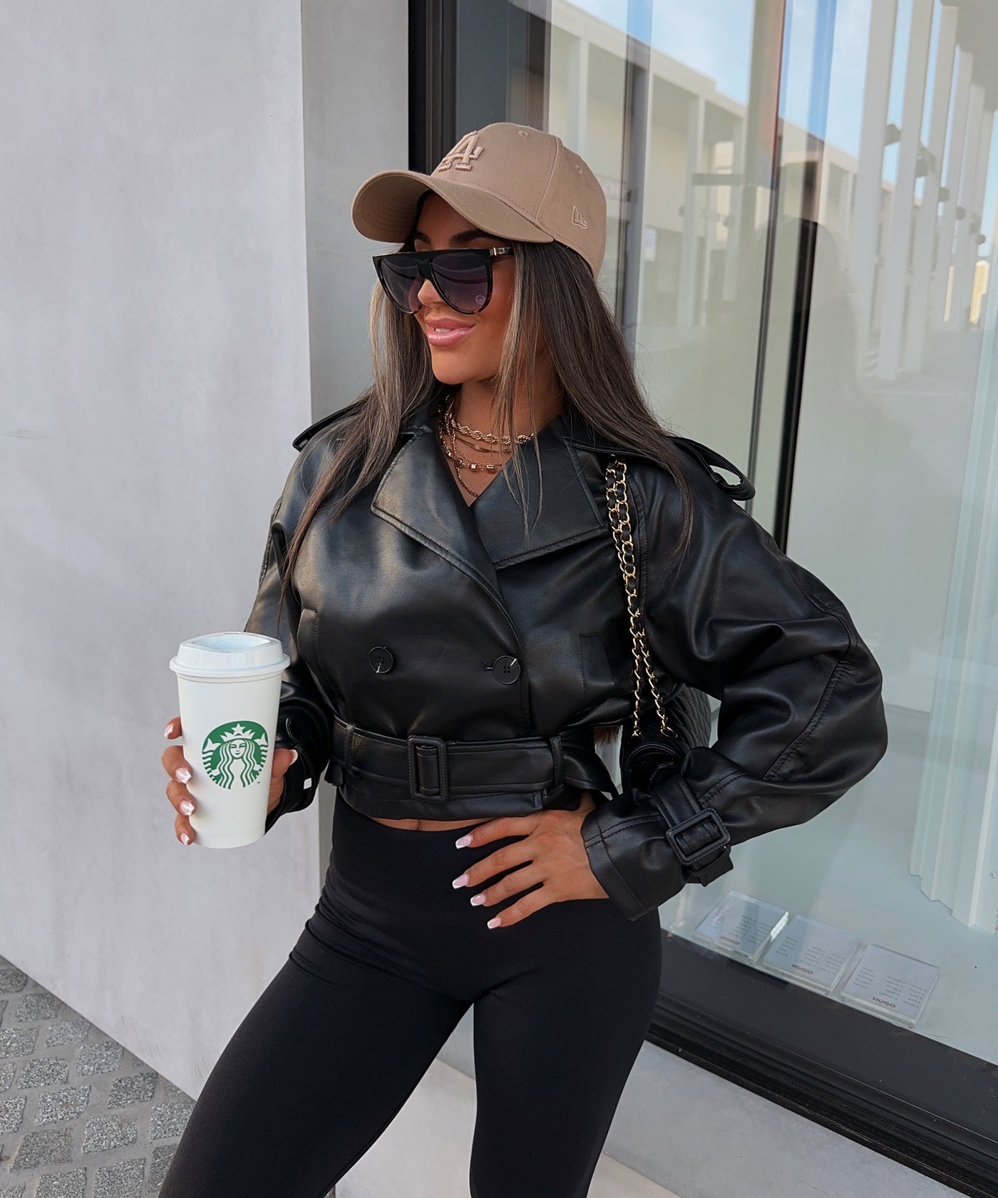 Lederjacke Farina Schwarz