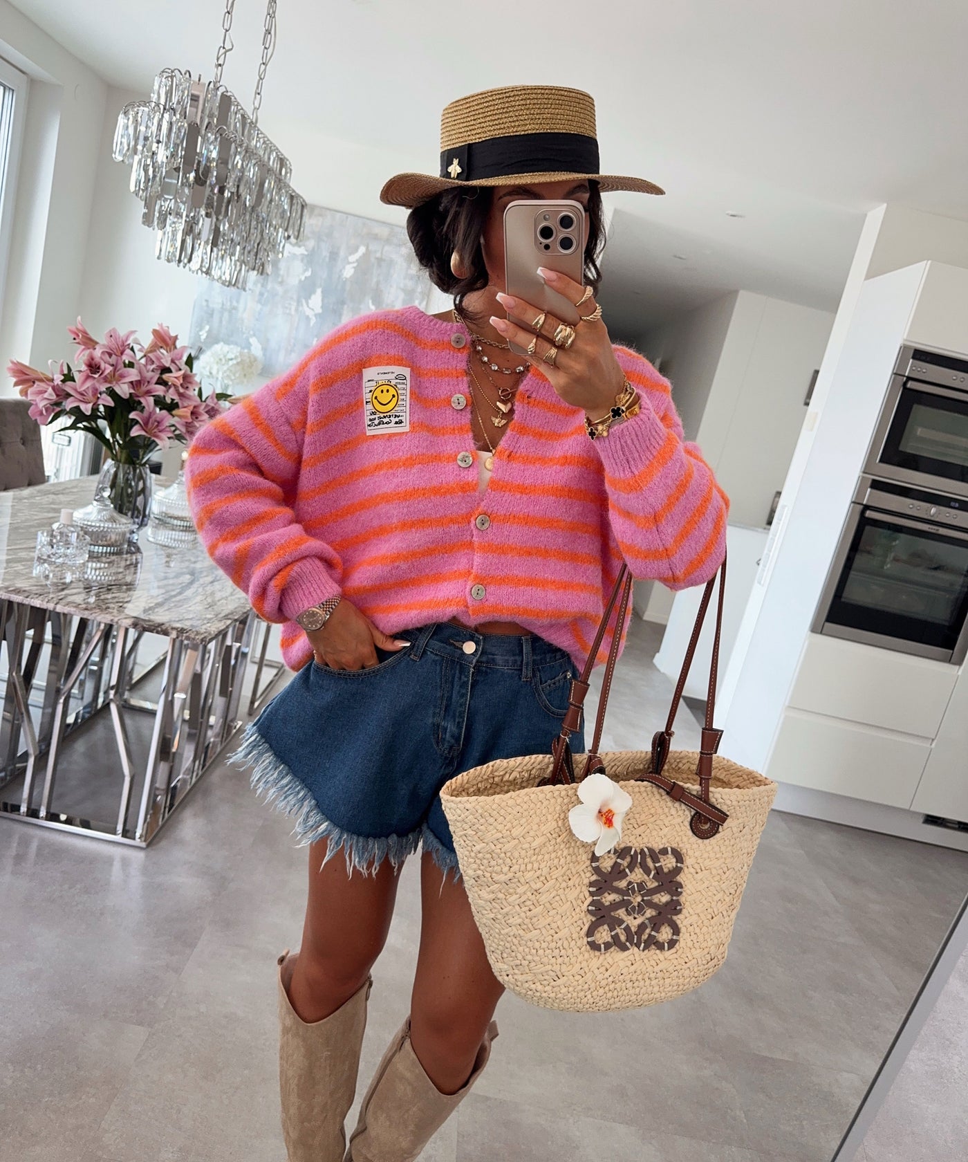 Cardigan Smiley Streifen Pink Orange Ladypolitan ♡