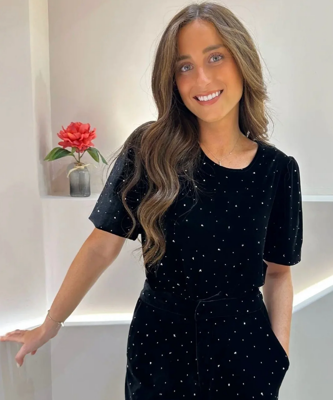 Samt Shirt Ruia mit Strass Schwarz