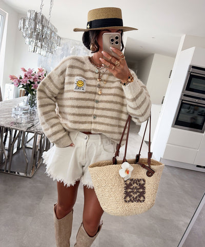 Cardigan Smiley Streifen Beige Ladypolitan ♡