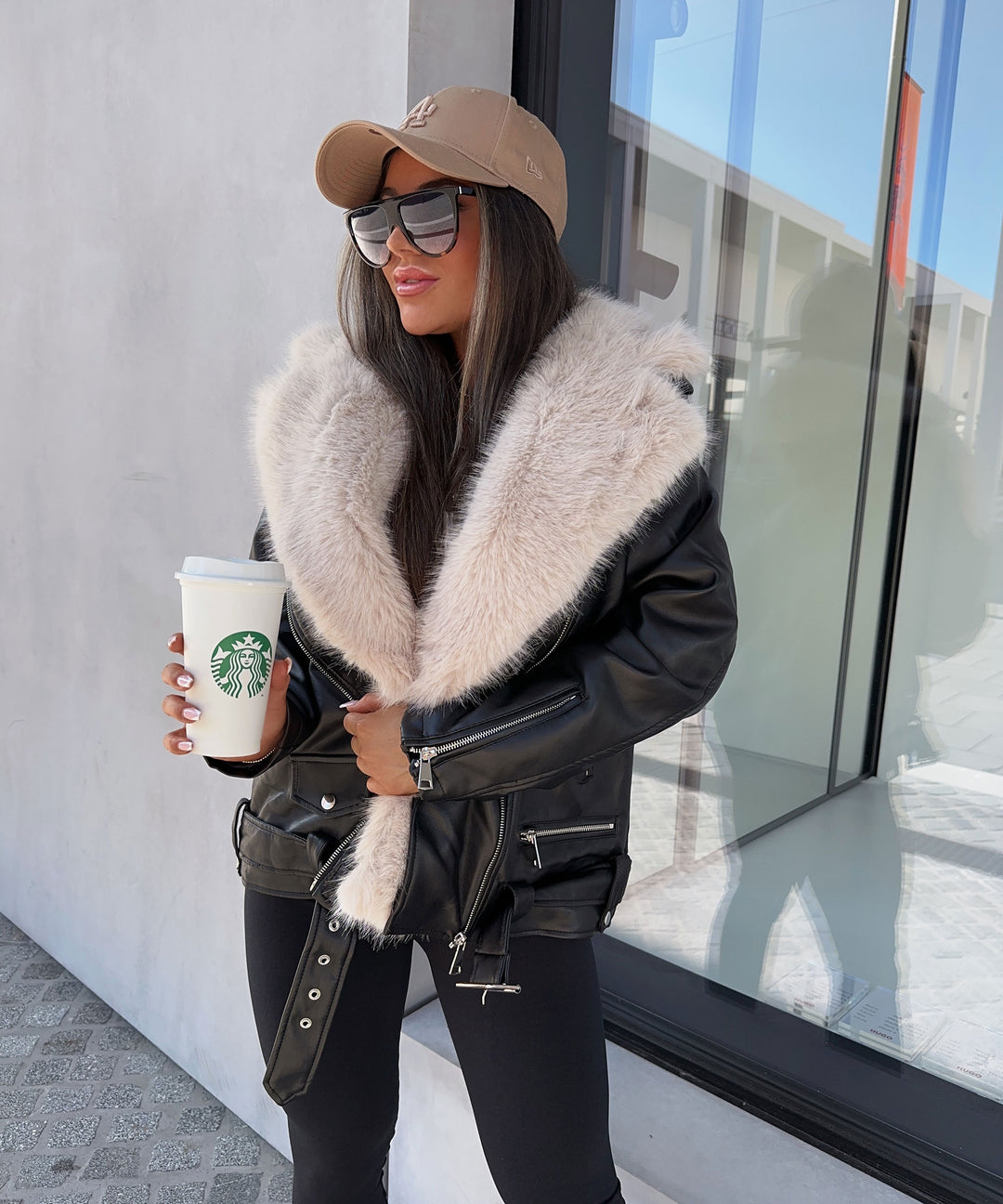 Winter Pelz Lederjacke Damen Lammfelljacke Kunstlederjacke Mit