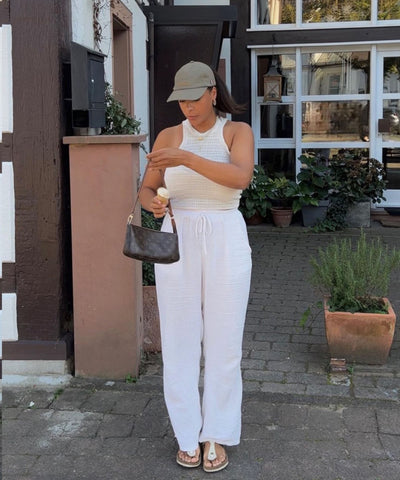 Musselin Hose Abril Weiß Ladypolitan ♡
