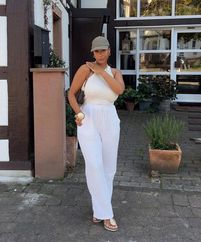 Musselin Hose Abril Weiß Ladypolitan ♡