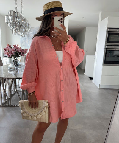 Ultra Oversize Musselin Bluse Leah Peach Ladypolitan ♡