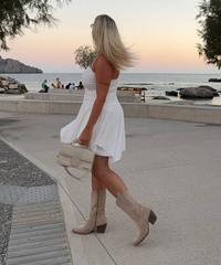 Cowboy Stiefel Selenay Beige Midi
