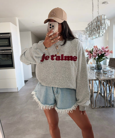 Pullover Je t'aime Grau Ladypolitan ♡