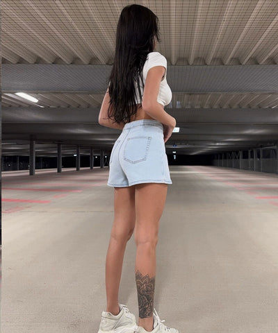Jeans Hosenrock mit Schleife Blau Ladypolitan ♡