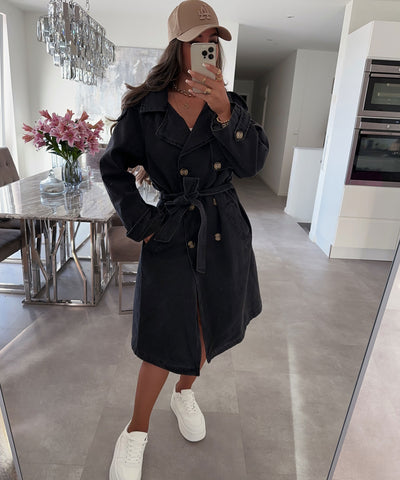 Jeans Trenchcoat Jeanna Schwarz  Ladypolitan ♡   