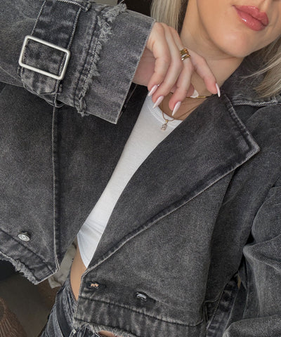 Jeans Trenchjacke Cia Grau Ladypolitan ♡
