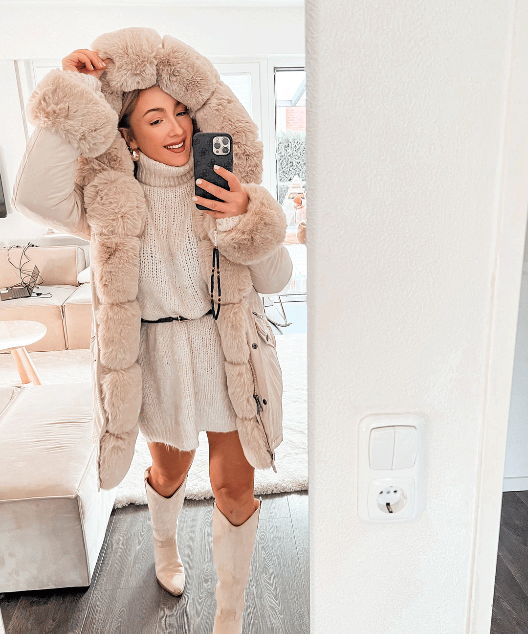 künstliche pelzjacken Kunstpelzjacke Glamour Beige