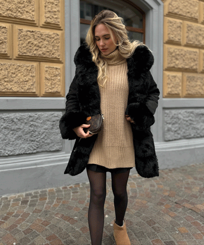 Kunstpelzjacke Glamour Schwarz  Ladypolitan - Fashion Onlineshop für Damen   