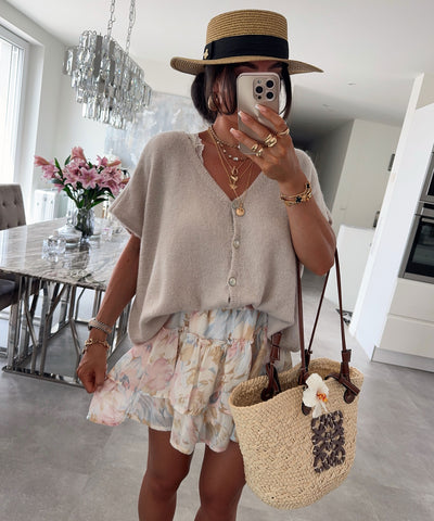 Kurzarm Cardigan Liz Beige Ladypolitan ♡