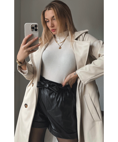 Leder Shorts Malaysia Schwarz  Ladypolitan - Fashion Onlineshop für Damen   