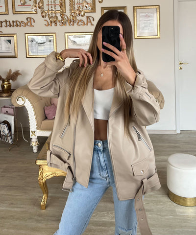 Lederjacke Valea Beige  Ladypolitan ♡   