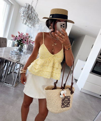Leinen Top Nilia Gelb Ladypolitan ♡