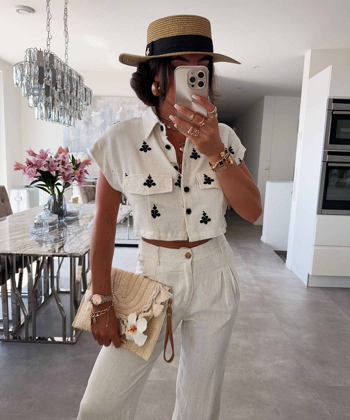 Leinenbluse Fiona Cremeweiß Ladypolitan ♡
