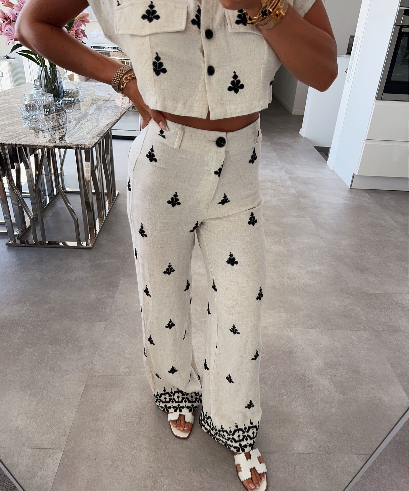 Leinenhose Fiona Cremeweiß Ladypolitan ♡