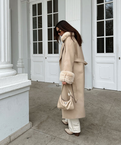 Mantel Jolie mit Felldetails Beige  Ladypolitan ♡   