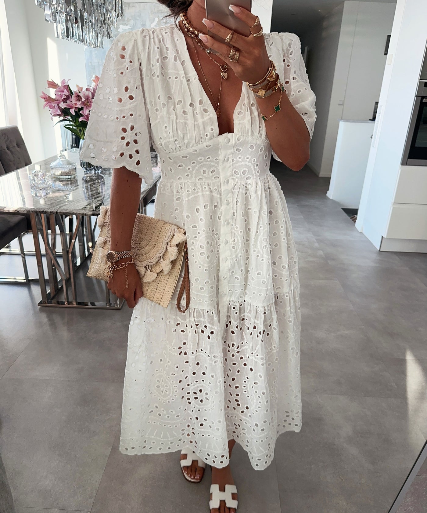 Maxi Kleid Maleyna Weiß Ladypolitan ♡