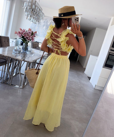 Maxi Kleid Zalya Gelb Ladypolitan ♡