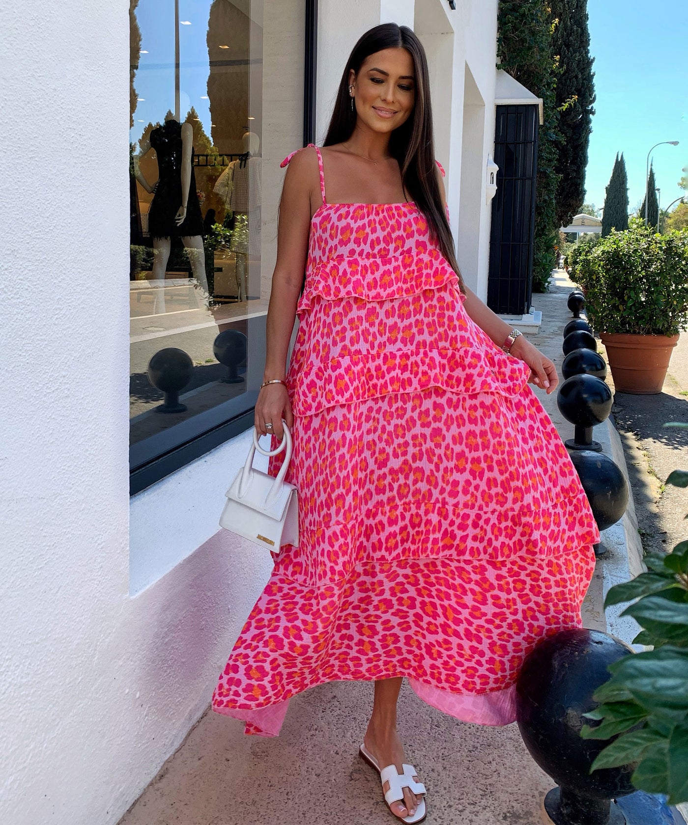 Musselin Maxi Kleid Aradi Leo Pink Ladypolitan ♡