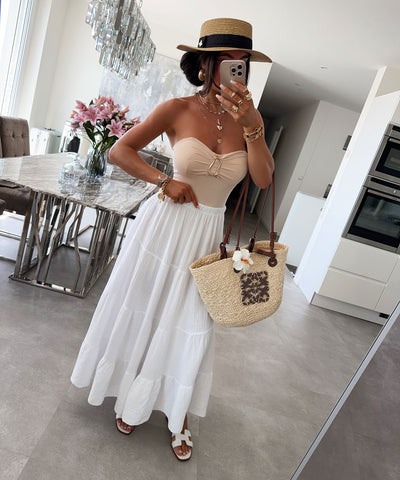 Maxi Musselin Rock Sira Weiß Ladypolitan ♡