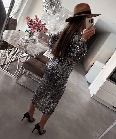 Midi Glitter Rock Dunkelgrau  Ladypolitan ♡   