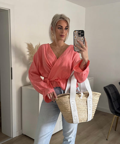 Musselin Bluse Celine Peach Ladypolitan ♡