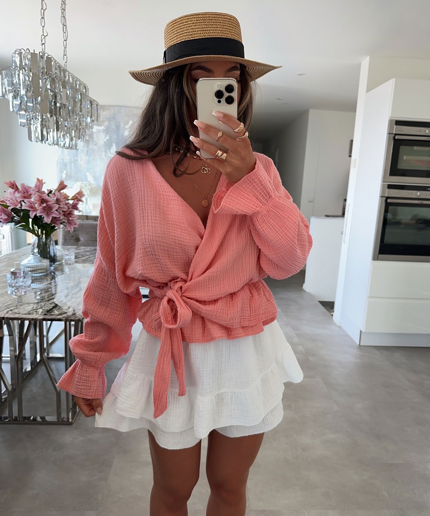 Musselin Bluse Celine Peach  Ladypolitan ♡   