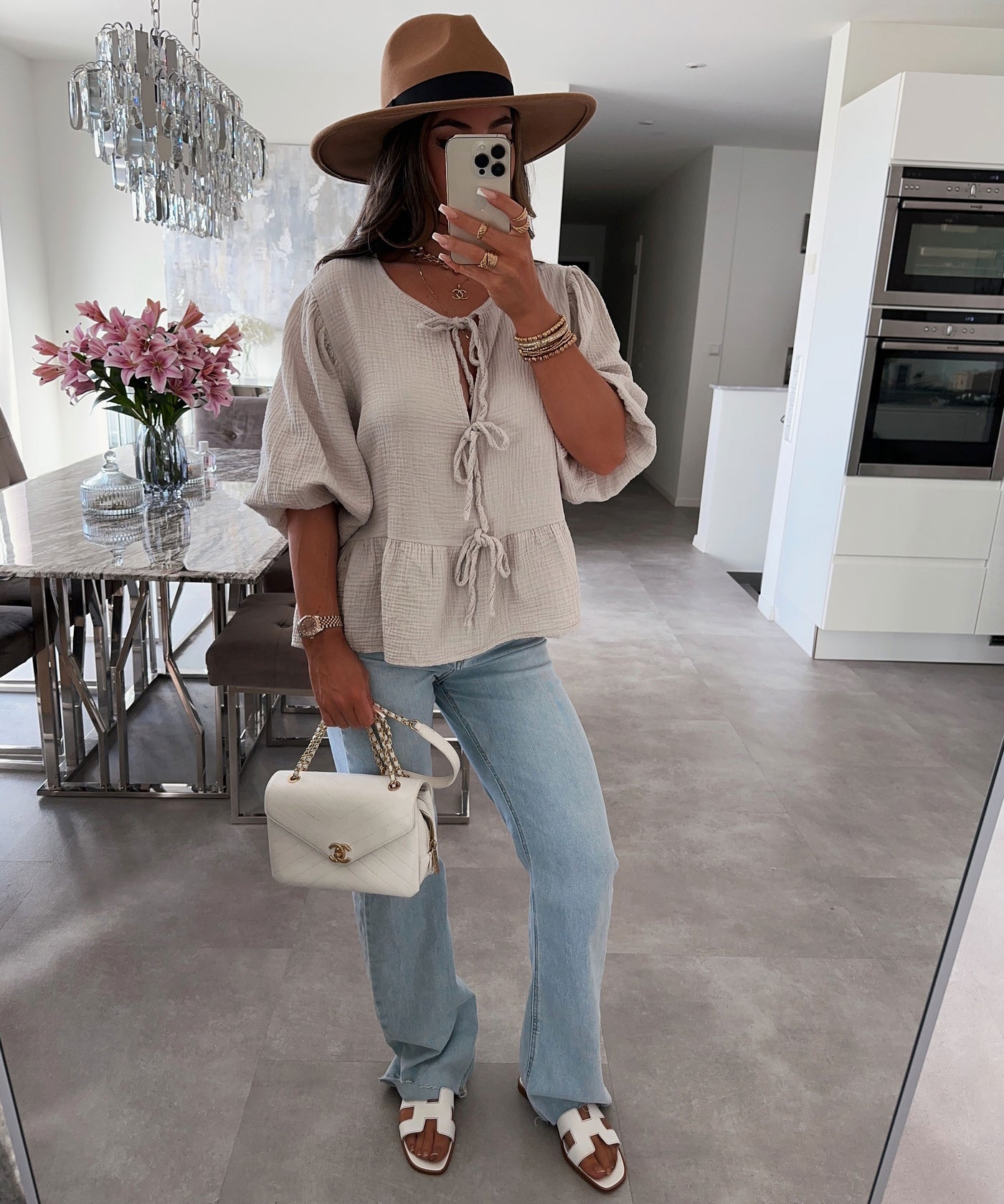 Musselin Bluse Elora Beige  Ladypolitan ♡   