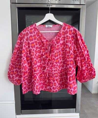 Musselin Bluse Elora Leo Pink Ladypolitan ♡