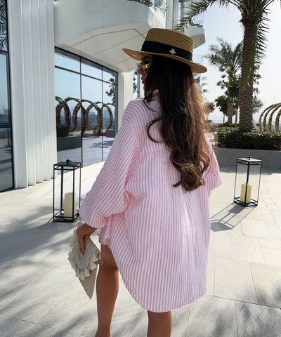 Musselin Bluse Laya Streifen Peach Ladypolitan ♡